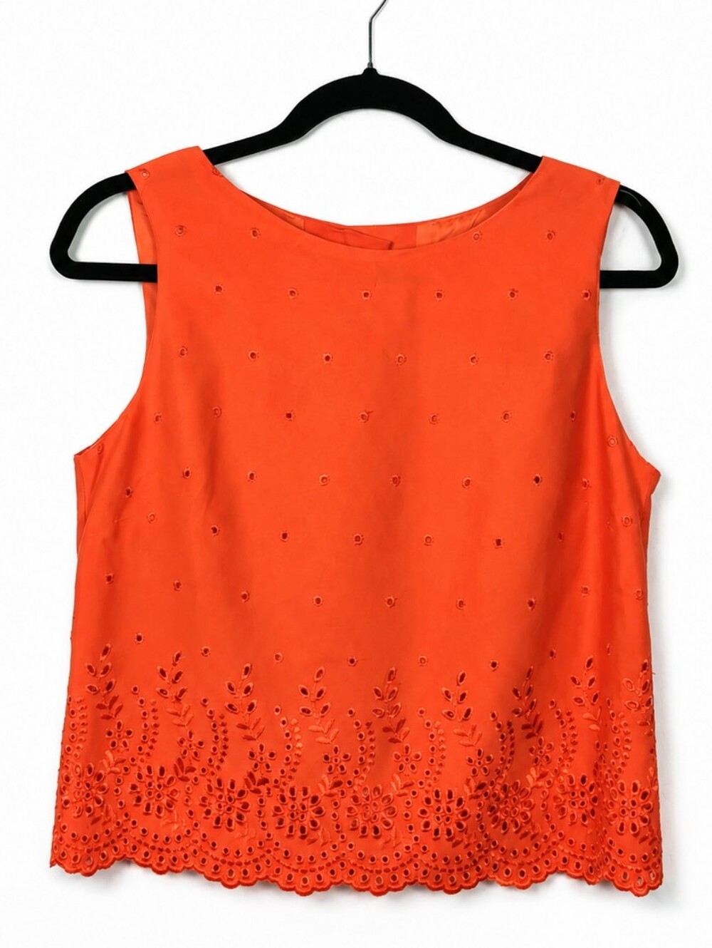 Vintage Jessica Howard Linen Blend Eyelet Shell Top Orange Cottagecore 10 USA